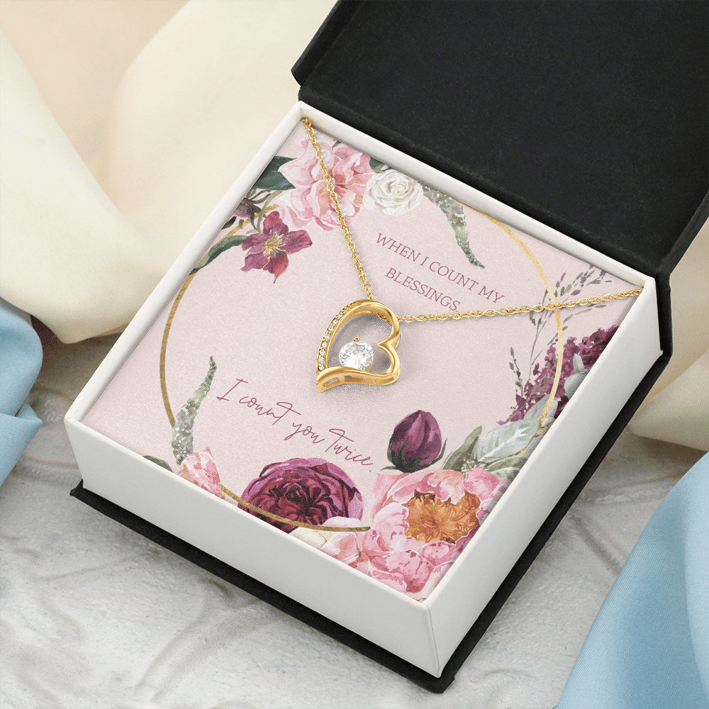 To My Wife I Count You Twice Message Card Forever Necklace 18k Gold or Stainless Steel 18" Necklace - Forever Love Necklace Gift Idea For Woman