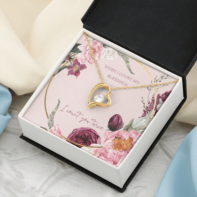 To My Wife I Count You Twice Message Card Forever Necklace 18k Gold or Stainless Steel 18" Necklace - Forever Love Necklace Gift Idea For Woman