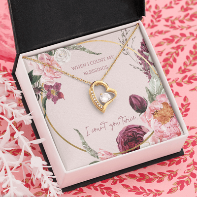 To My Wife I Count You Twice Message Card Forever Necklace 18k Gold or Stainless Steel 18" Necklace - Forever Love Necklace Gift Idea For Woman