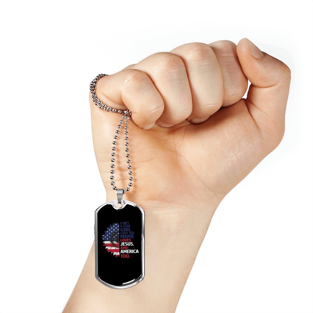 She's A Good Girl Christian Necklace Dog Tag 24" Chain - Luxury Love Messages Dog Tag Gifts For Him