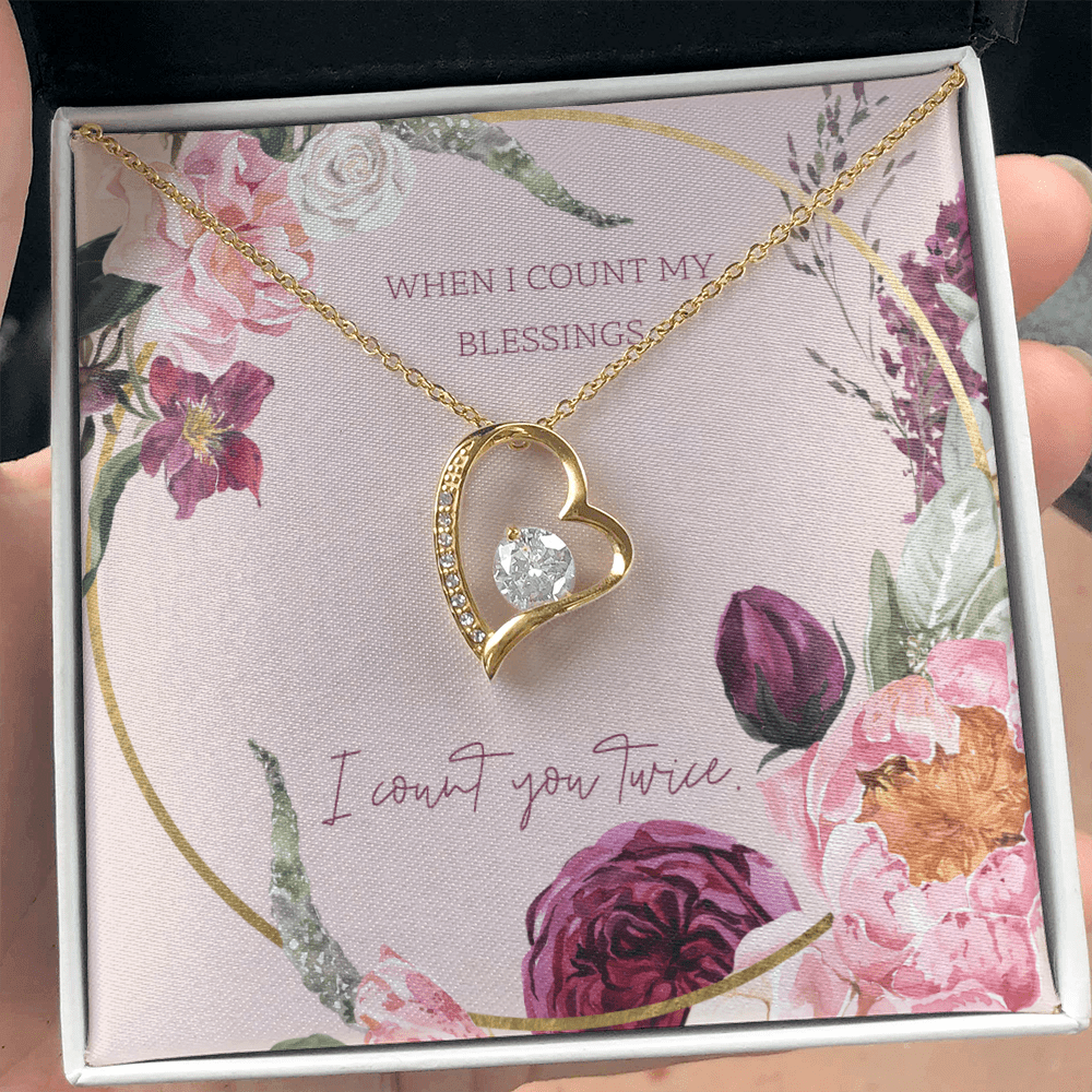 To My Wife I Count You Twice Message Card Forever Necklace 18k Gold or Stainless Steel 18" Necklace - Forever Love Necklace Gift Idea For Woman