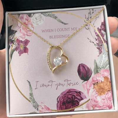 To My Wife I Count You Twice Message Card Forever Necklace 18k Gold or Stainless Steel 18" Necklace - Forever Love Necklace Gift Idea For Woman