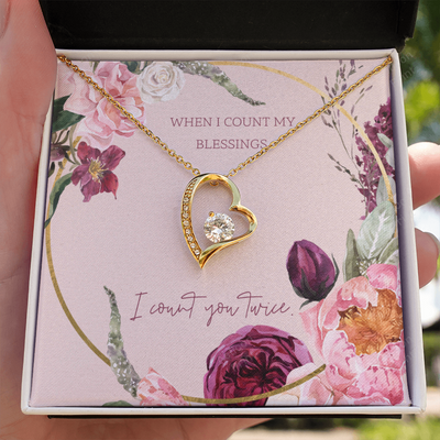 To My Wife I Count You Twice Message Card Forever Necklace 18k Gold or Stainless Steel 18" Necklace - Forever Love Necklace Gift Idea For Woman
