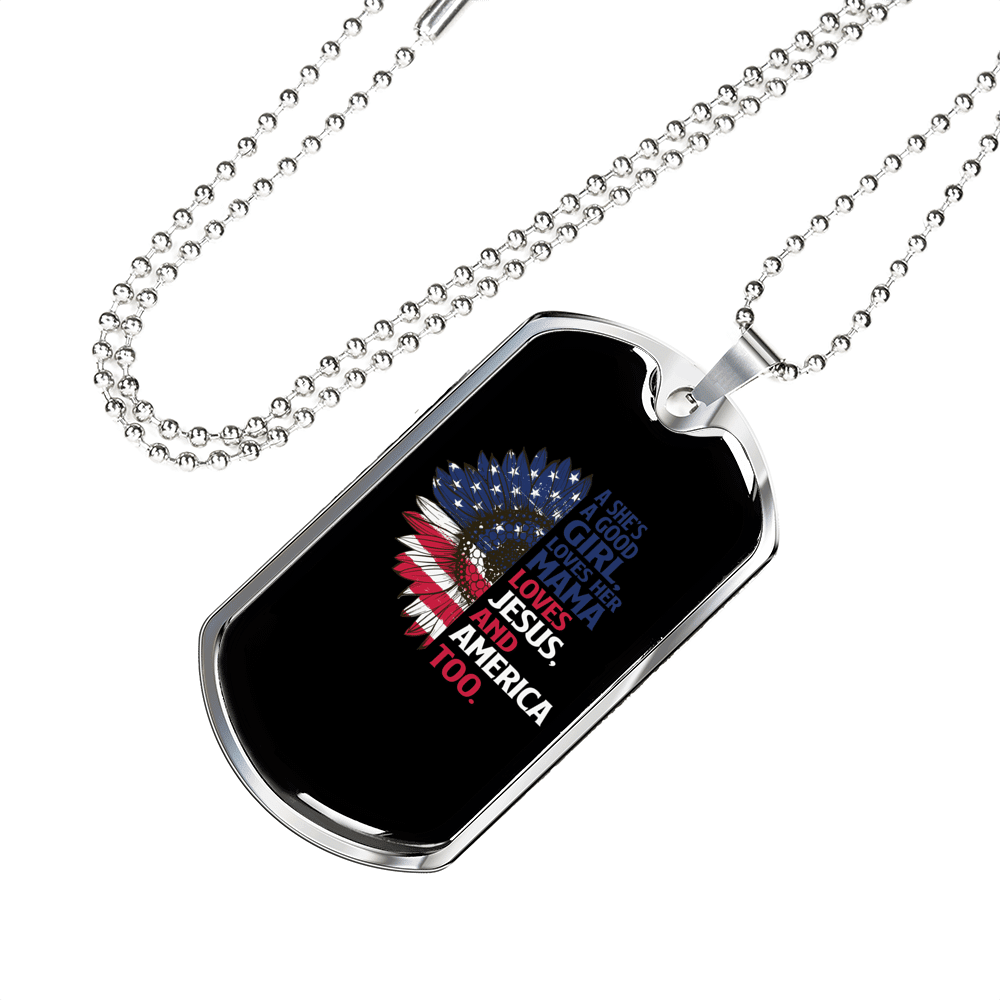 She's A Good Girl Christian Necklace Dog Tag 24" Chain - Luxury Love Messages Dog Tag Gifts For Him