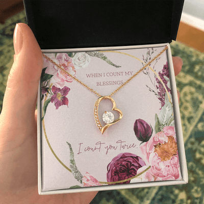 To My Wife I Count You Twice Message Card Forever Necklace 18k Gold or Stainless Steel 18" Necklace - Forever Love Necklace Gift Idea For Woman