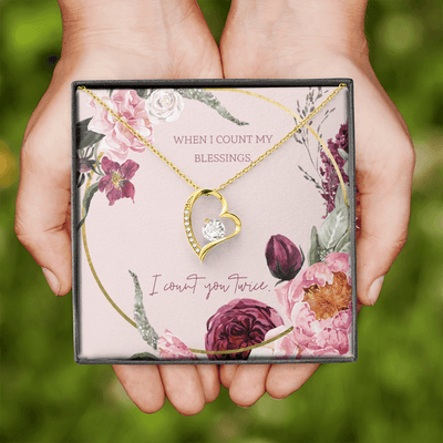 To My Wife I Count You Twice Message Card Forever Necklace 18k Gold or Stainless Steel 18" Necklace - Forever Love Necklace Gift Idea For Woman