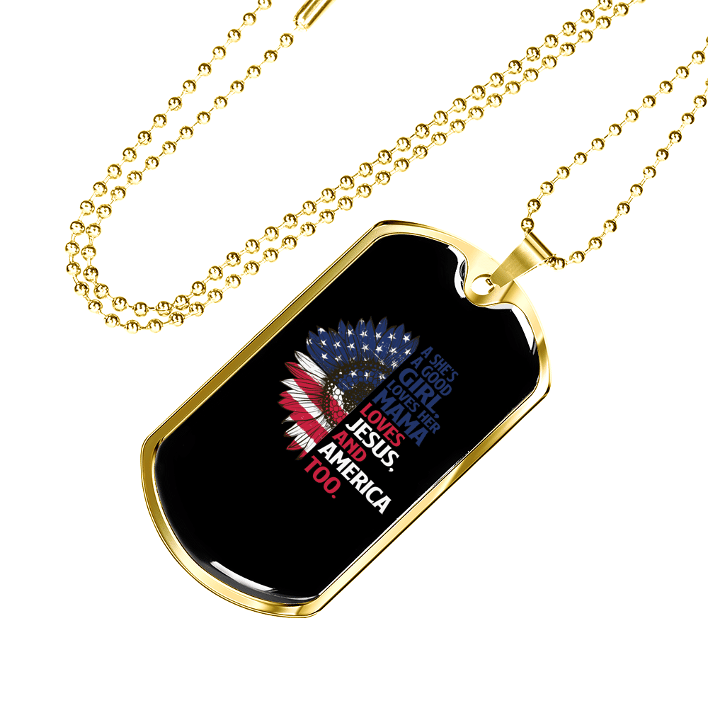 She's A Good Girl Christian Necklace Dog Tag 24" Chain - Luxury Love Messages Dog Tag Gifts For Him