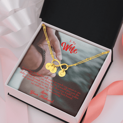 To My Wife Sometimes It's Hard Infinity Bracelet With Initial Charms - Infinity Bracelet