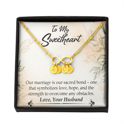 To My Wife Our Marriage Is Our Sacred Bond Infinity Bracelet With Initial Charms - Infinity Bracelet