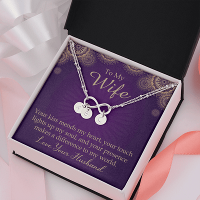 To My Wife Your Kiss Mends My Heart Infinity Bracelet With Initial Charms - Infinity Bracelet