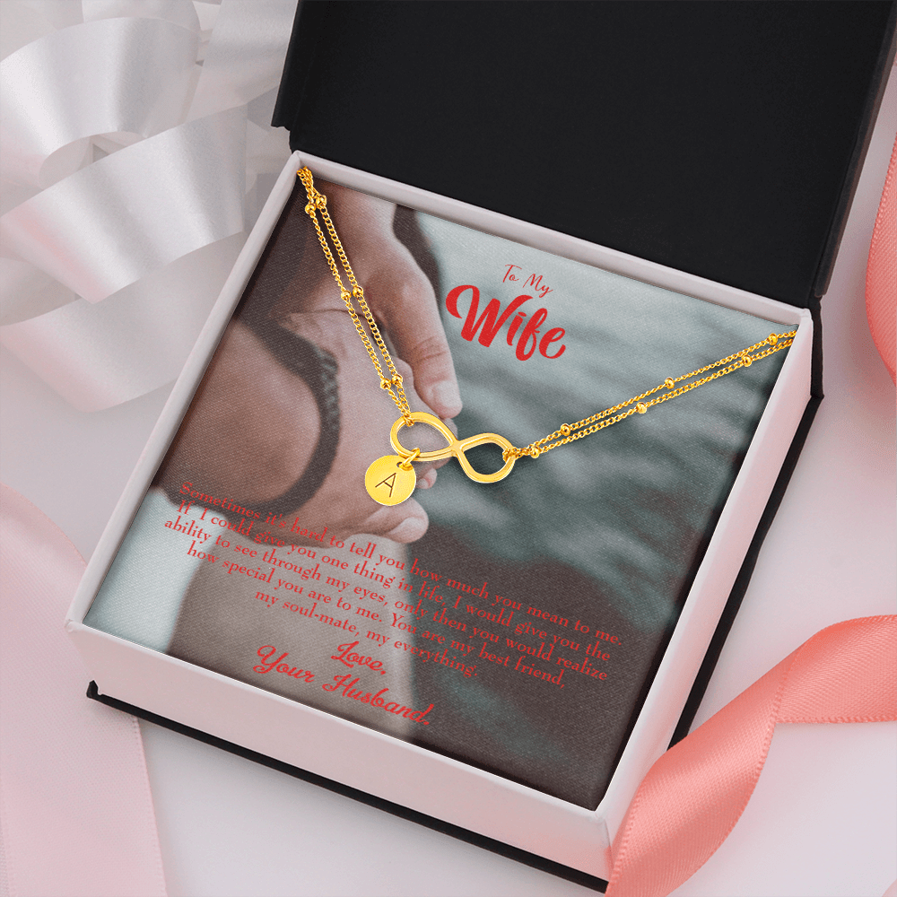 To My Wife Sometimes It's Hard Infinity Bracelet With Initial Charms - Infinity Bracelet