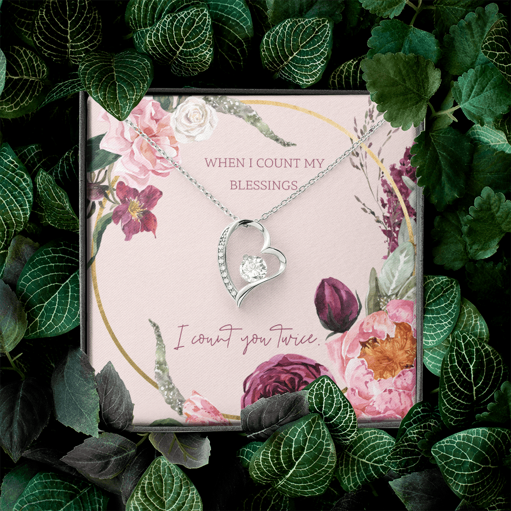 To My Wife I Count You Twice Message Card Forever Necklace 18k Gold or Stainless Steel 18" Necklace - Forever Love Necklace Gift Idea For Woman
