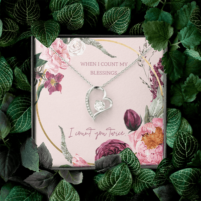 To My Wife I Count You Twice Message Card Forever Necklace 18k Gold or Stainless Steel 18" Necklace - Forever Love Necklace Gift Idea For Woman