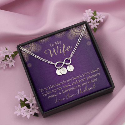 To My Wife Your Kiss Mends My Heart Infinity Bracelet With Initial Charms - Infinity Bracelet