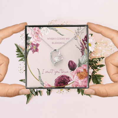 To My Wife I Count You Twice Message Card Forever Necklace 18k Gold or Stainless Steel 18" Necklace - Forever Love Necklace Gift Idea For Woman