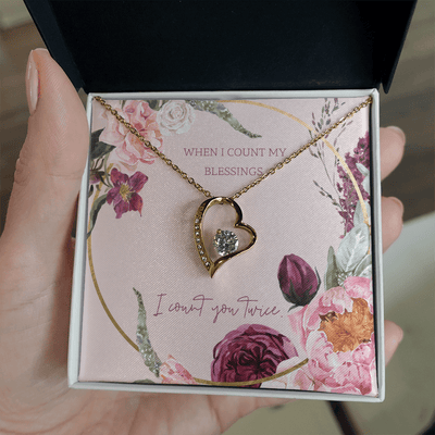 To My Wife I Count You Twice Message Card Forever Necklace 18k Gold or Stainless Steel 18" Necklace - Forever Love Necklace Gift Idea For Woman