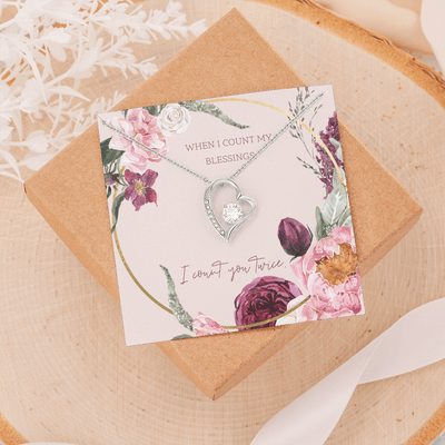 To My Wife I Count You Twice Message Card Forever Necklace 18k Gold or Stainless Steel 18" Necklace - Forever Love Necklace Gift Idea For Woman