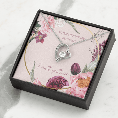 To My Wife I Count You Twice Message Card Forever Necklace 18k Gold or Stainless Steel 18" Necklace - Forever Love Necklace Gift Idea For Woman
