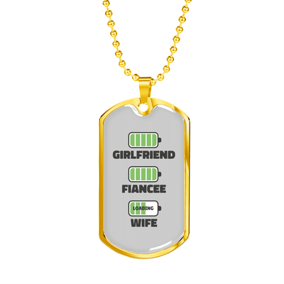 To My Girlfriend Wife Girlfriend Charger Necklace Stainless Steel or 18k Gold Dog Tag 24" Chain - Luxury Love Messages Dog Tag Gifts For Man, Woman