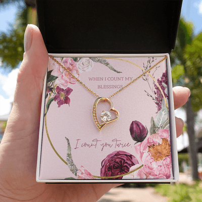 To My Wife I Count You Twice Message Card Forever Necklace 18k Gold or Stainless Steel 18" Necklace - Forever Love Necklace Gift Idea For Woman