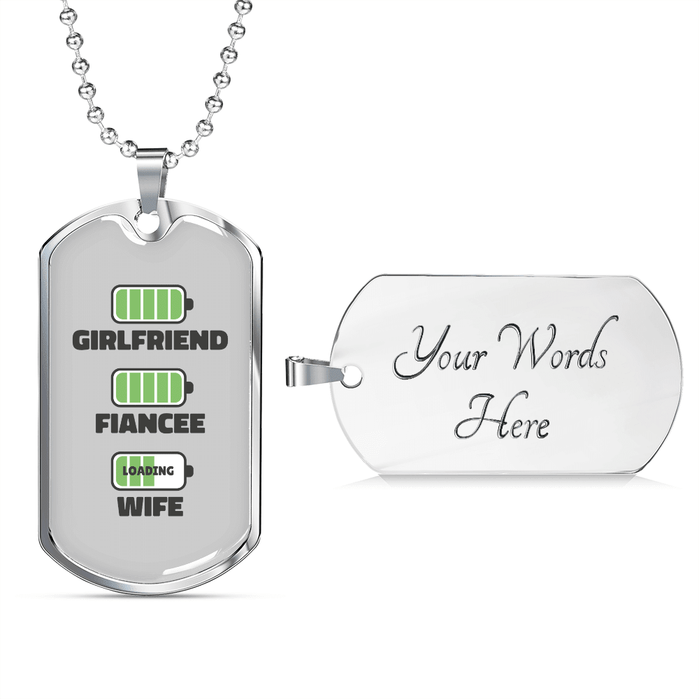 To My Girlfriend Wife Girlfriend Charger Necklace Stainless Steel or 18k Gold Dog Tag 24" Chain - Luxury Love Messages Dog Tag Gifts For Man, Woman
