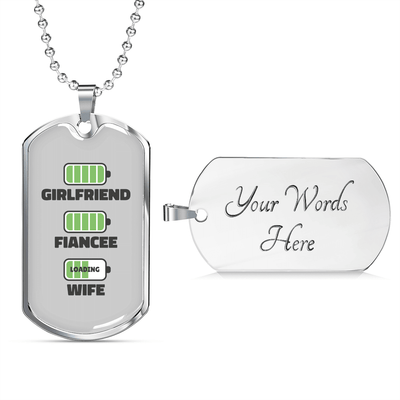 To My Girlfriend Wife Girlfriend Charger Necklace Stainless Steel or 18k Gold Dog Tag 24" Chain - Luxury Love Messages Dog Tag Gifts For Man, Woman