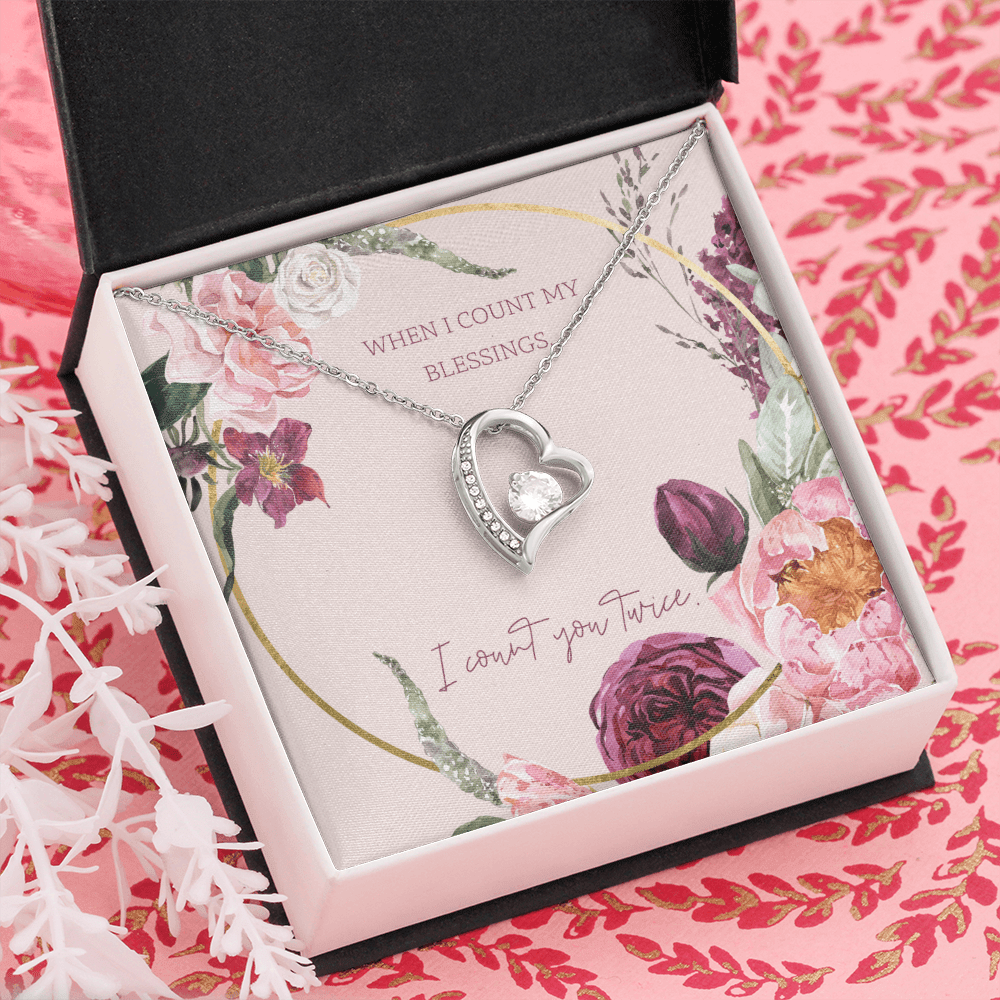 To My Wife I Count You Twice Message Card Forever Necklace 18k Gold or Stainless Steel 18" Necklace - Forever Love Necklace Gift Idea For Woman