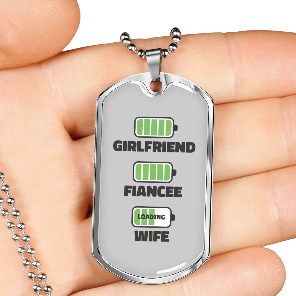 To My Girlfriend Wife Girlfriend Charger Necklace Stainless Steel or 18k Gold Dog Tag 24" Chain - Luxury Love Messages Dog Tag Gifts For Man, Woman