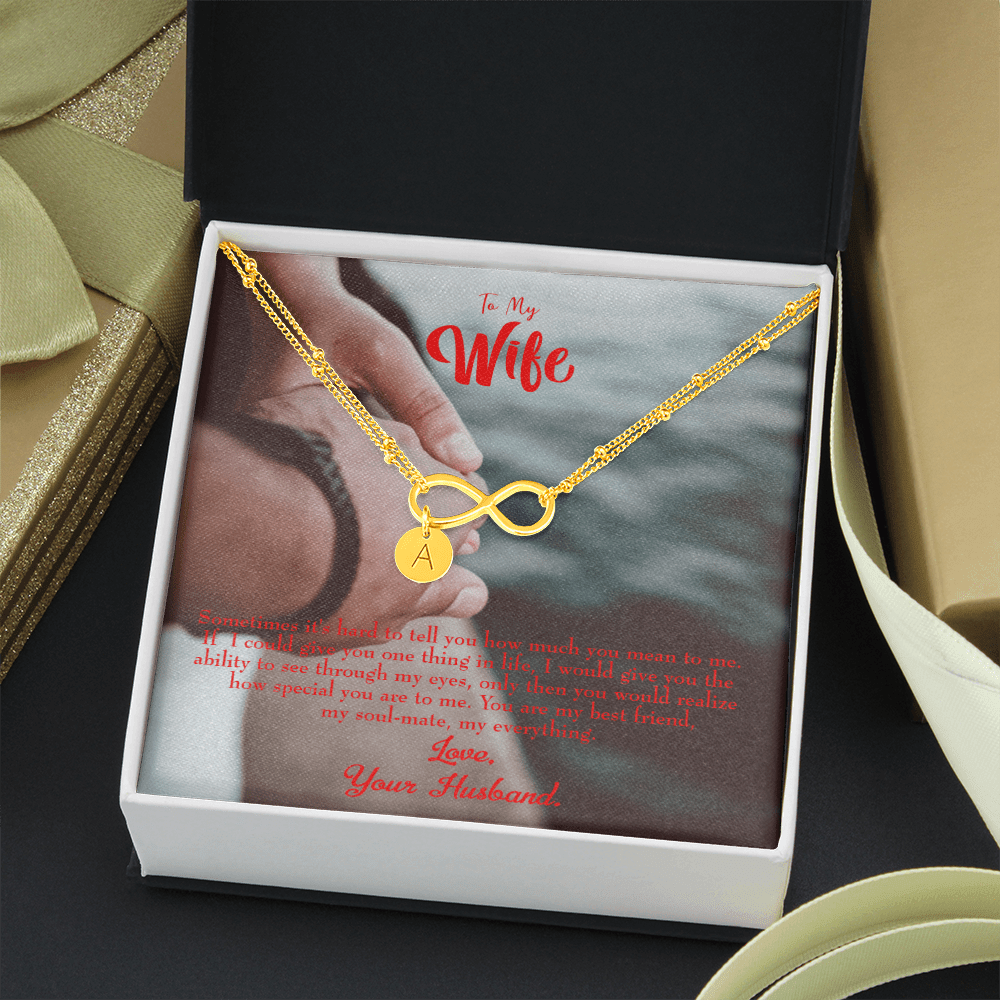 To My Wife Sometimes It's Hard Infinity Bracelet With Initial Charms - Infinity Bracelet