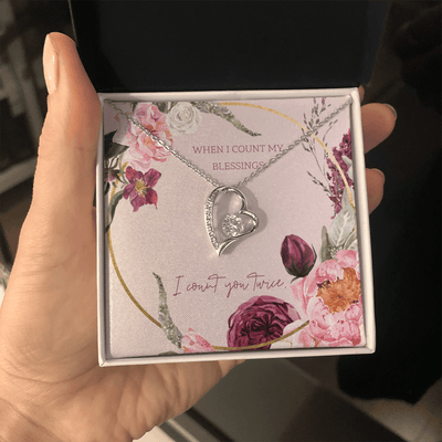 To My Wife I Count You Twice Message Card Forever Necklace 18k Gold or Stainless Steel 18" Necklace - Forever Love Necklace Gift Idea For Woman