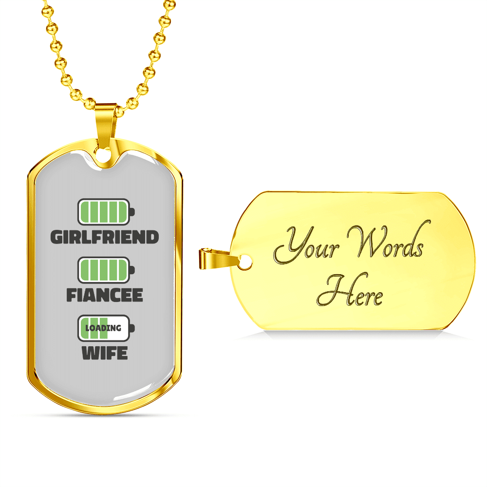 To My Girlfriend Wife Girlfriend Charger Necklace Stainless Steel or 18k Gold Dog Tag 24" Chain - Luxury Love Messages Dog Tag Gifts For Man, Woman