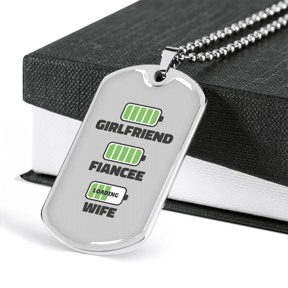 To My Girlfriend Wife Girlfriend Charger Necklace Stainless Steel or 18k Gold Dog Tag 24" Chain - Luxury Love Messages Dog Tag Gifts For Man, Woman