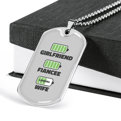 To My Girlfriend Wife Girlfriend Charger Necklace Stainless Steel or 18k Gold Dog Tag 24" Chain - Luxury Love Messages Dog Tag Gifts For Man, Woman