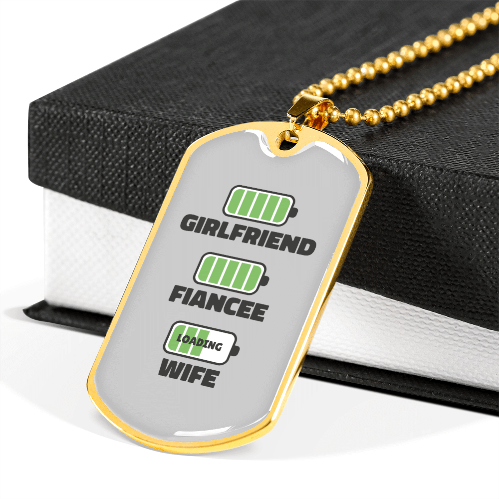 To My Girlfriend Wife Girlfriend Charger Necklace Stainless Steel or 18k Gold Dog Tag 24" Chain - Luxury Love Messages Dog Tag Gifts For Man, Woman
