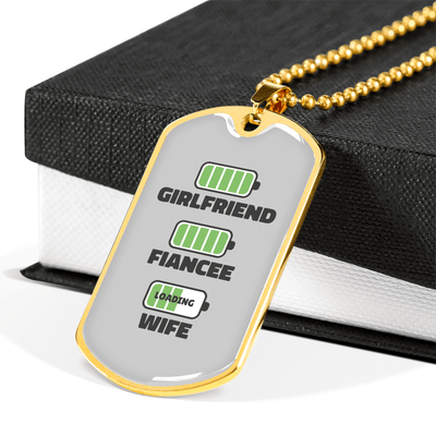To My Girlfriend Wife Girlfriend Charger Necklace Stainless Steel or 18k Gold Dog Tag 24" Chain - Luxury Love Messages Dog Tag Gifts For Man, Woman
