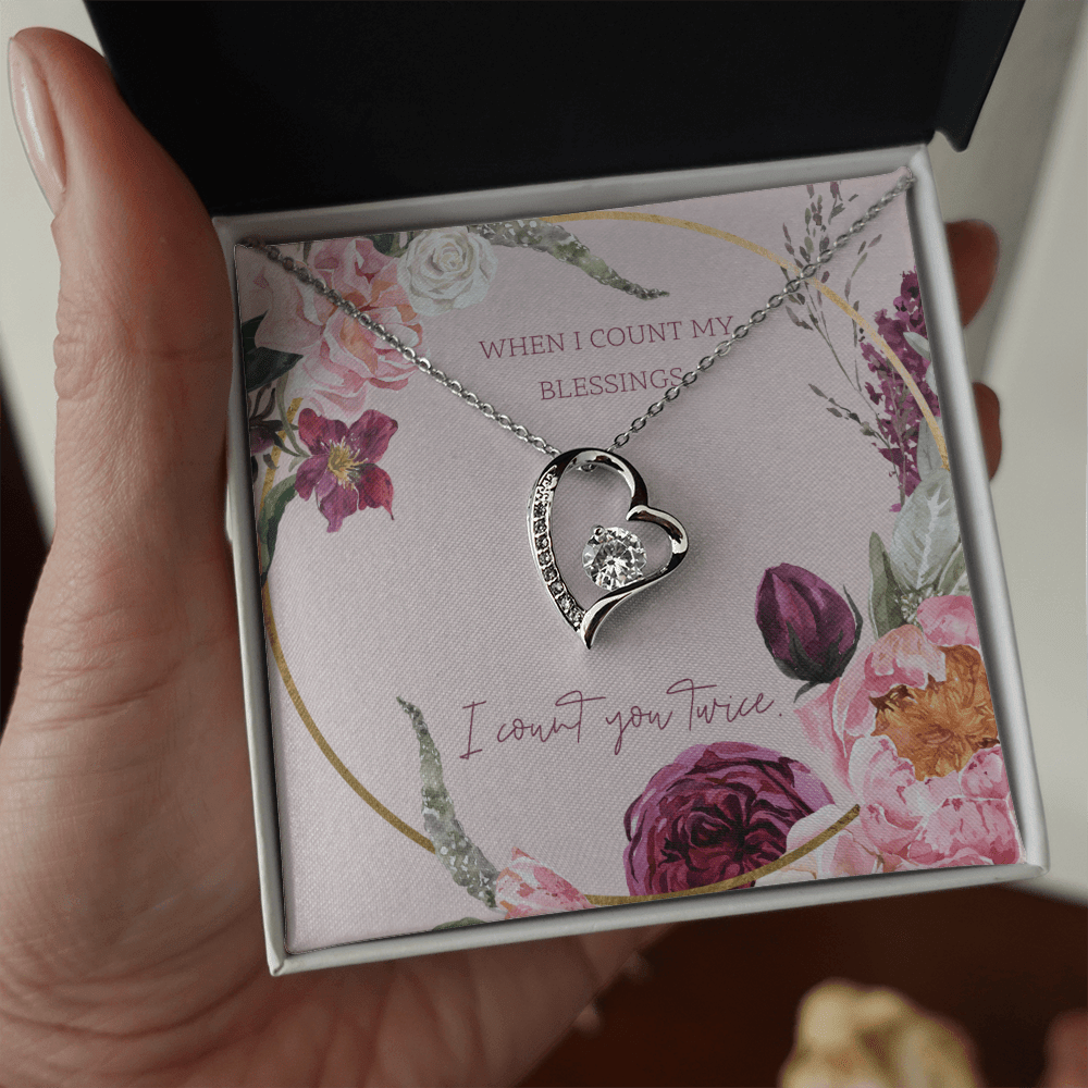 To My Wife I Count You Twice Message Card Forever Necklace 18k Gold or Stainless Steel 18" Necklace - Forever Love Necklace Gift Idea For Woman