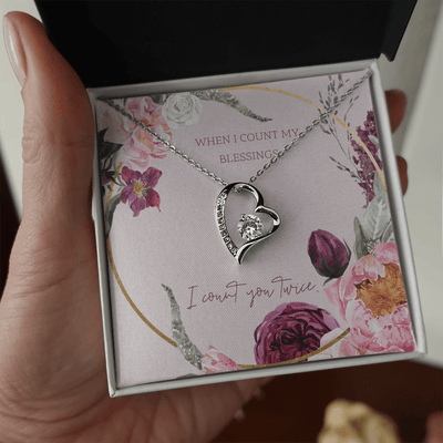 To My Wife I Count You Twice Message Card Forever Necklace 18k Gold or Stainless Steel 18" Necklace - Forever Love Necklace Gift Idea For Woman