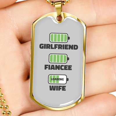 To My Girlfriend Wife Girlfriend Charger Necklace Stainless Steel or 18k Gold Dog Tag 24" Chain - Luxury Love Messages Dog Tag Gifts For Man, Woman