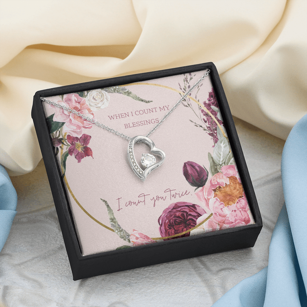 To My Wife I Count You Twice Message Card Forever Necklace 18k Gold or Stainless Steel 18" Necklace - Forever Love Necklace Gift Idea For Woman