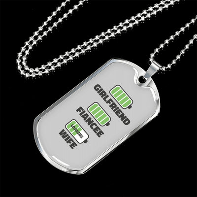 To My Girlfriend Wife Girlfriend Charger Necklace Stainless Steel or 18k Gold Dog Tag 24" Chain - Luxury Love Messages Dog Tag Gifts For Man, Woman