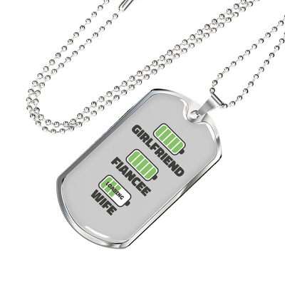 To My Girlfriend Wife Girlfriend Charger Necklace Stainless Steel or 18k Gold Dog Tag 24" Chain - Luxury Love Messages Dog Tag Gifts For Man, Woman