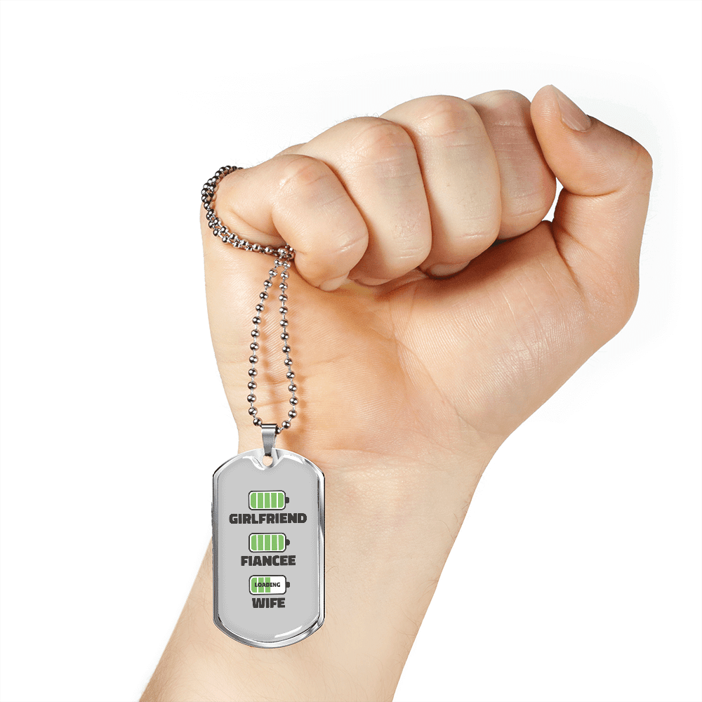 To My Girlfriend Wife Girlfriend Charger Necklace Stainless Steel or 18k Gold Dog Tag 24" Chain - Luxury Love Messages Dog Tag Gifts For Man, Woman