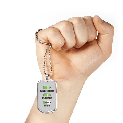 To My Girlfriend Wife Girlfriend Charger Necklace Stainless Steel or 18k Gold Dog Tag 24" Chain - Luxury Love Messages Dog Tag Gifts For Man, Woman
