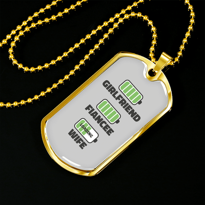 To My Girlfriend Wife Girlfriend Charger Necklace Stainless Steel or 18k Gold Dog Tag 24" Chain - Luxury Love Messages Dog Tag Gifts For Man, Woman