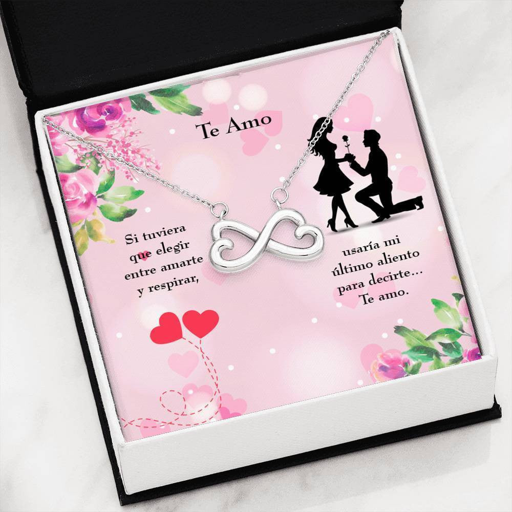 Te Amo Spanish Necklace Infinity Stainless Steel Pendant Love Message Card Wife Gift - Infinity Love Necklace