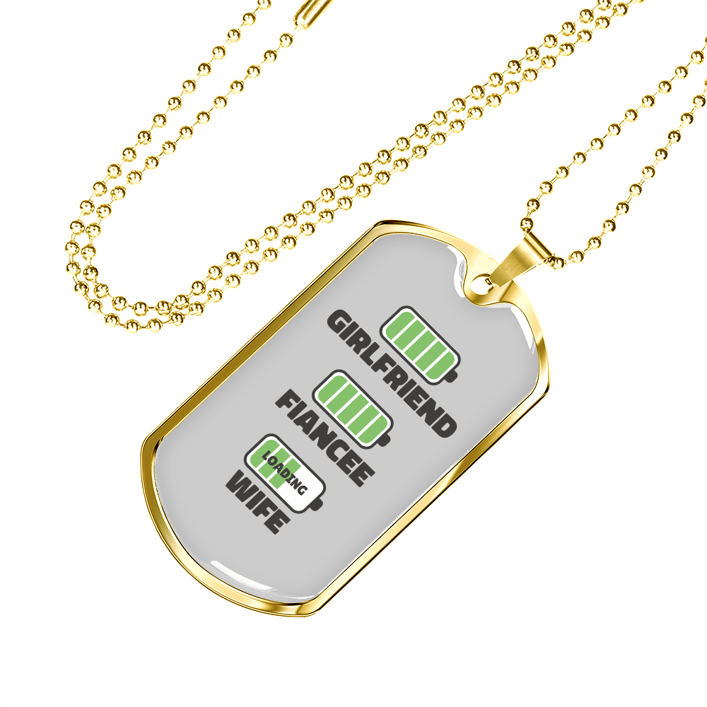 To My Girlfriend Wife Girlfriend Charger Necklace Stainless Steel or 18k Gold Dog Tag 24" Chain - Luxury Love Messages Dog Tag Gifts For Man, Woman