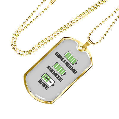 To My Girlfriend Wife Girlfriend Charger Necklace Stainless Steel or 18k Gold Dog Tag 24" Chain - Luxury Love Messages Dog Tag Gifts For Man, Woman