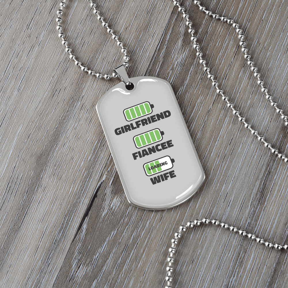 To My Girlfriend Wife Girlfriend Charger Necklace Stainless Steel or 18k Gold Dog Tag 24" Chain - Luxury Love Messages Dog Tag Gifts For Man, Woman