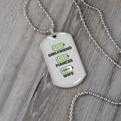 To My Girlfriend Wife Girlfriend Charger Necklace Stainless Steel or 18k Gold Dog Tag 24" Chain - Luxury Love Messages Dog Tag Gifts For Man, Woman