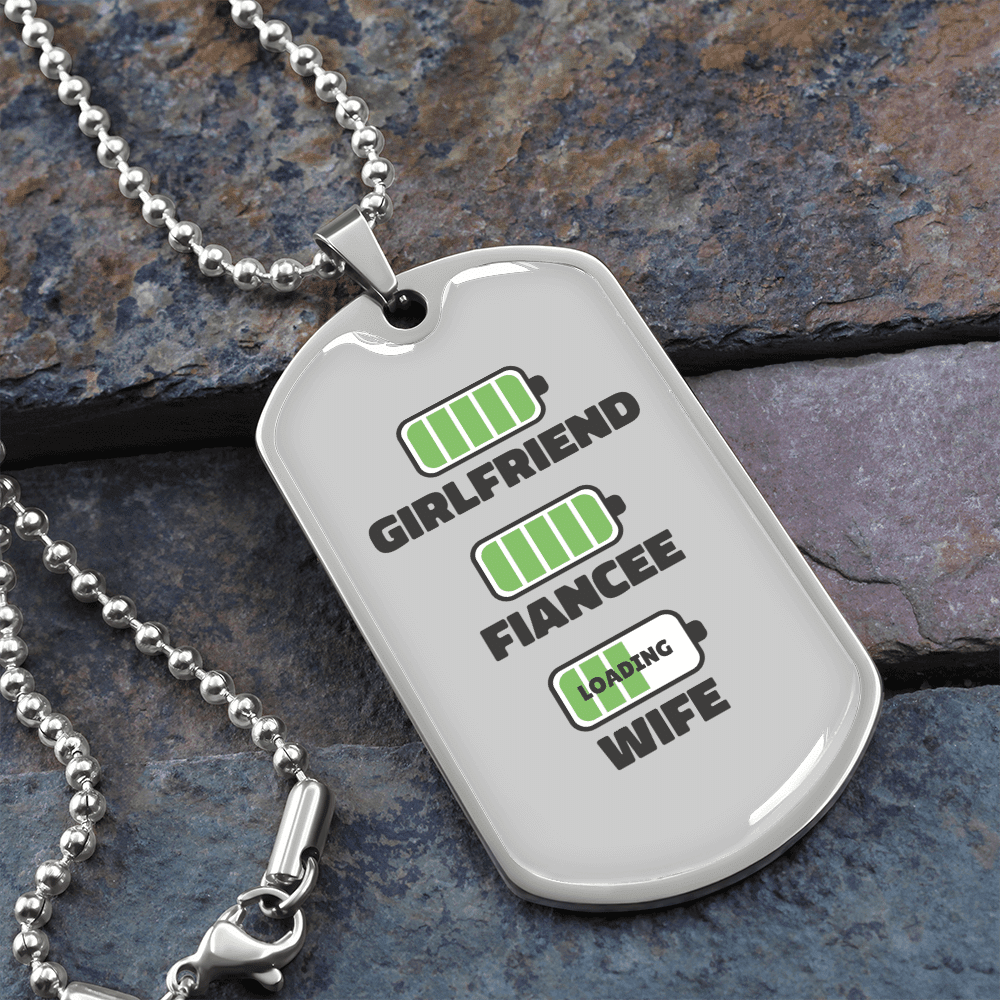 To My Girlfriend Wife Girlfriend Charger Necklace Stainless Steel or 18k Gold Dog Tag 24" Chain - Luxury Love Messages Dog Tag Gifts For Man, Woman